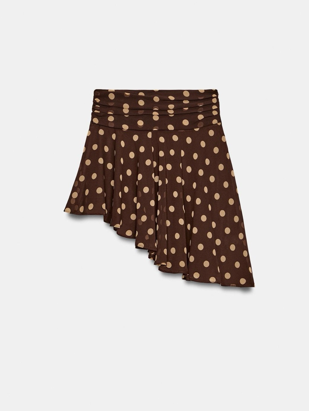 Zara Brown Polka Dot Asymmetrical Mini Skirt